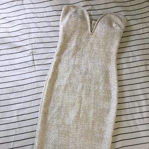 NWT White and Gold Strapless Fitted Dress
